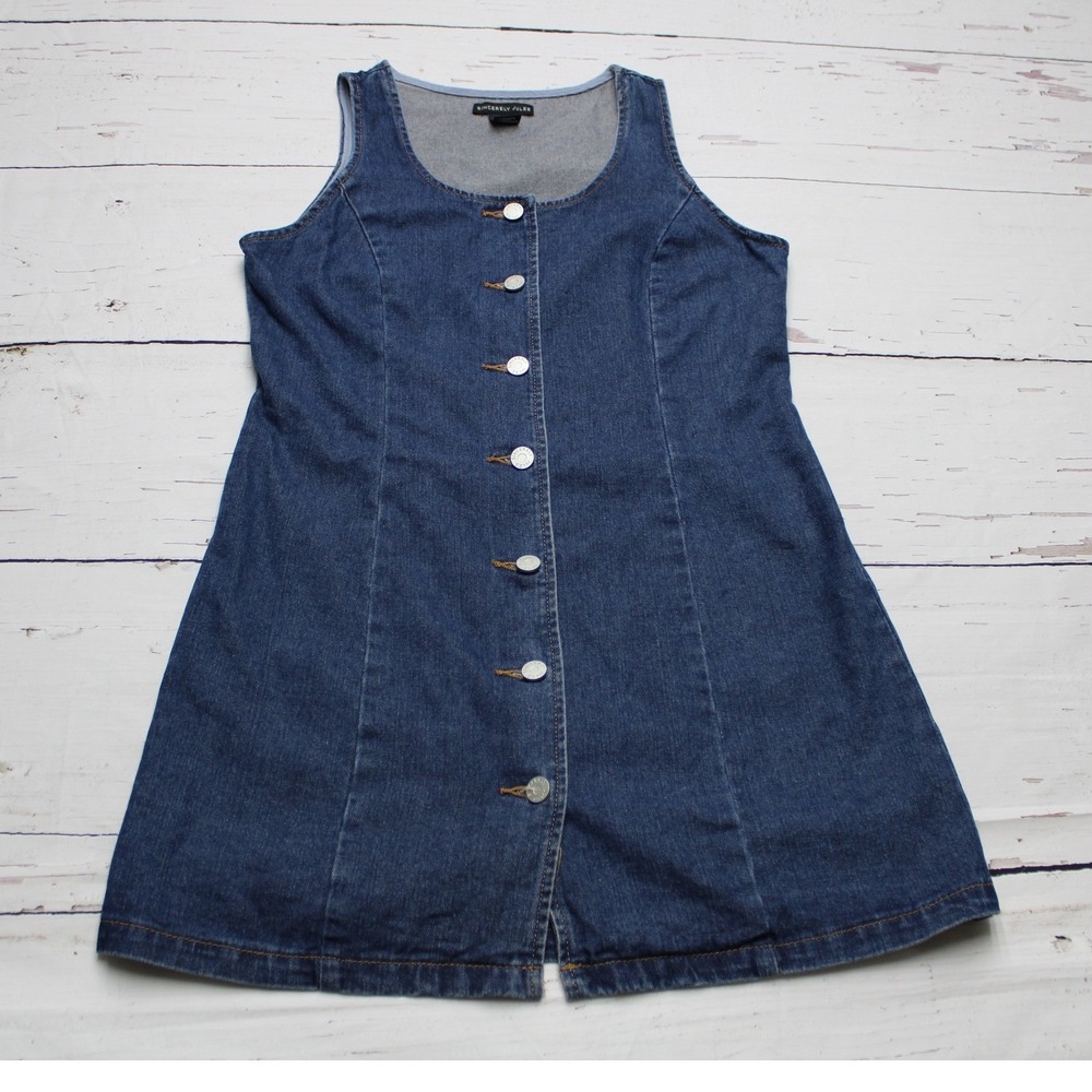 Sincerely Jules Womens Blue Denim Button Front Sleeveless Mini Dress Size L